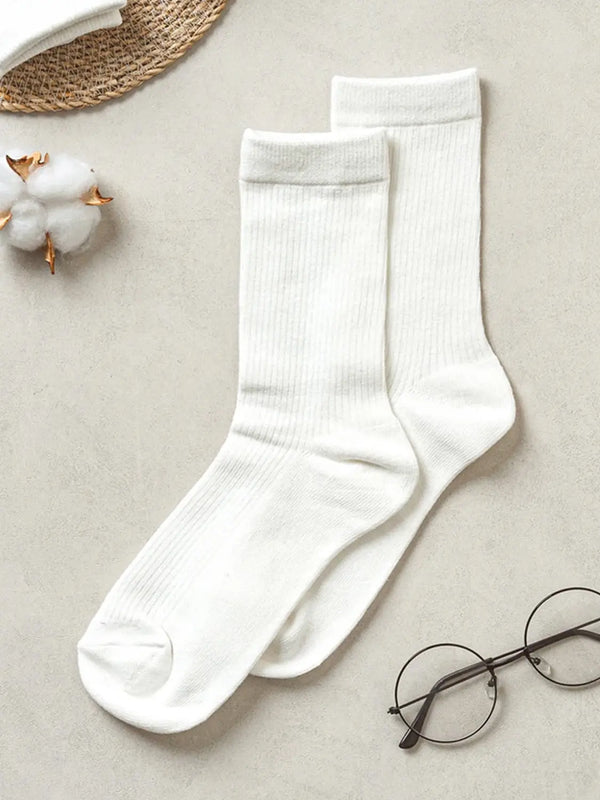 [Monput] Monfoot Men's Basic Long Socks 3-Pack White / 몬풋 남성 기본 장목 번들 양말 3개 화이트