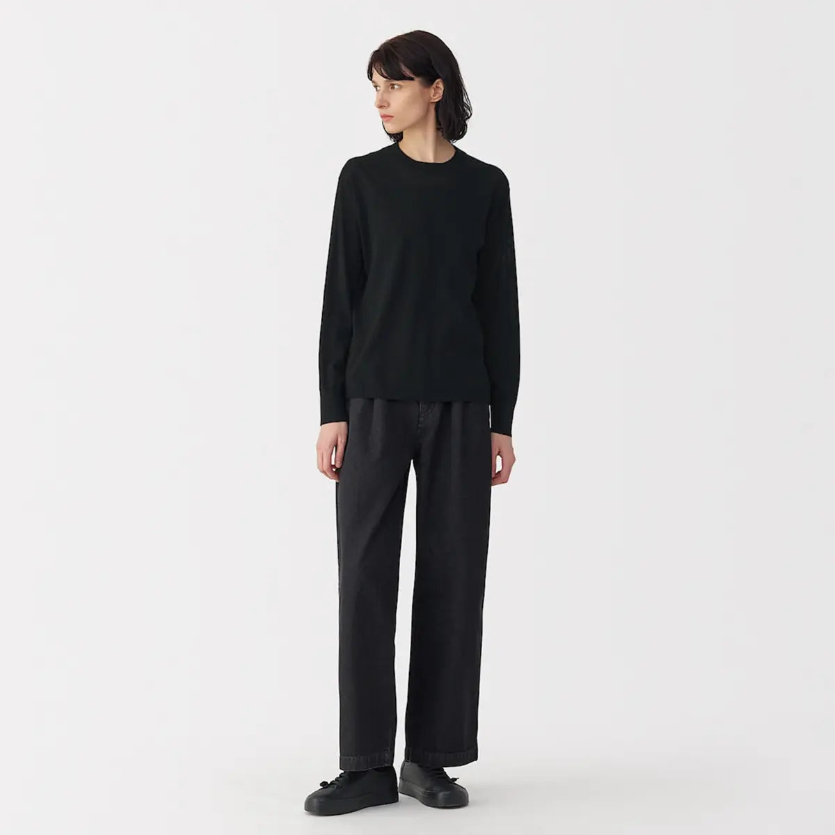 [MUJI] Cotton High-Gauge Long Sleeve Pullover / 코튼 하이게이지 긴소매 풀오버