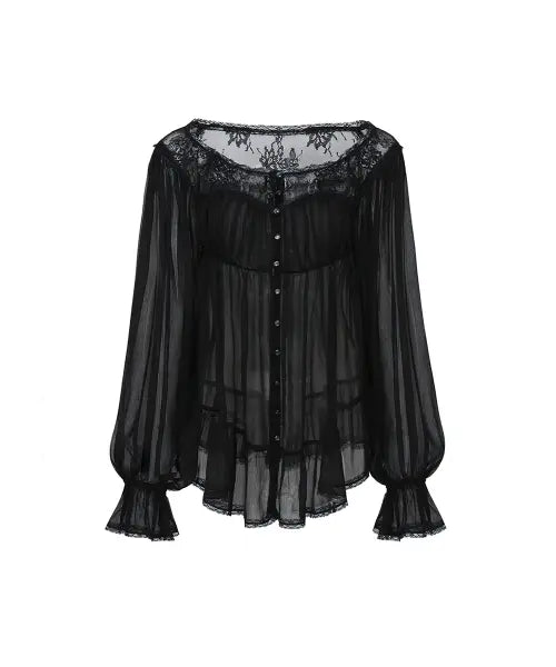 [PAINORPLEASURE] MOONRISE BLOUSE black