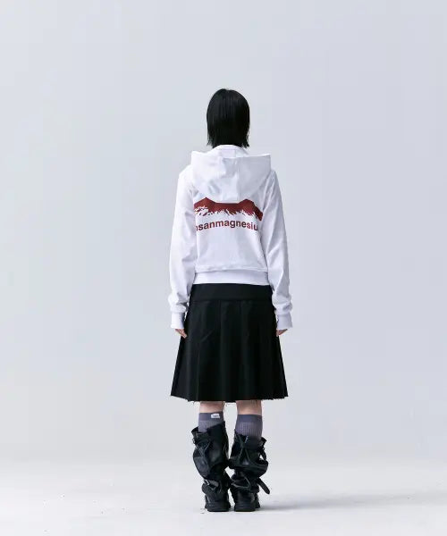 [TANSANMAGNESIUM] Mountain Side Zipper Hoodie (White) / 마운틴 사이드 지퍼 후드집업 (화이트)