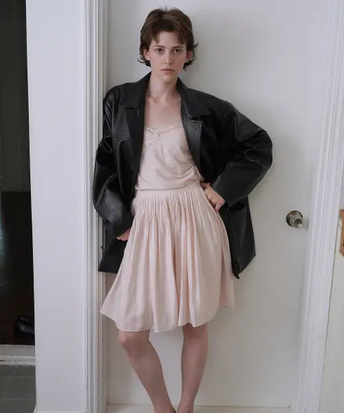 [WITHOUT SUMMER] Sleek tensel skirt_pink / 슬릭 텐셀 스커트_핑크
