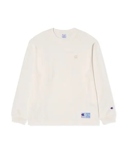[CHAMPION] C Logo Oversized Jog Tag Long Sleeve T-Shirt White / C로고 오버핏 조그택 롱슬리브 티셔츠 White