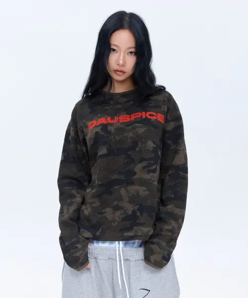 [DAUSPICE] DUC Appliqué Logo Waffle Long Sleeve Camo / (DUC) Appliqué Logo Waffle Long Sleeve Camo