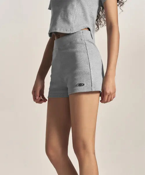 [BORN TO WIN] W B PENDANT RIBBED HALF SHORTS [MELANGE GREY]