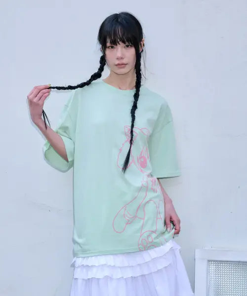 [ITZAVIBE] CAT GIRL T SHIRT - MINT