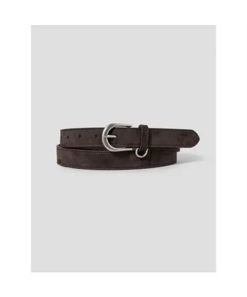 [8SECONDS] 25mm Faux Suede Round Square Buckle Belt - Brown / 25mm 인조 스웨이드 라운드 사각 버클 벨트  브라운