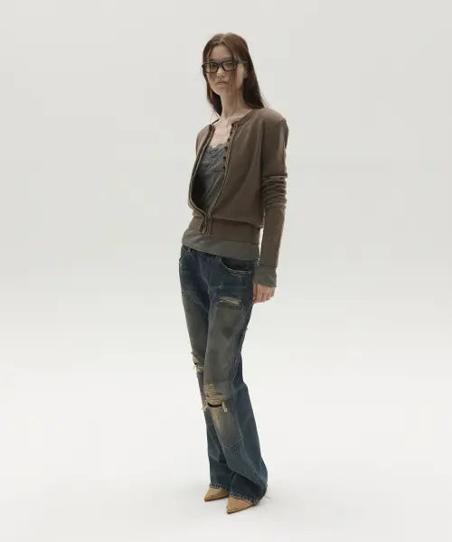 [LCDC™] BUTTON-DETAIL CARDIGAN (BEIGE)