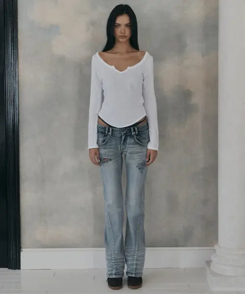 [PLEASENOFOLLOW] Marvel Vintage Semi-Bootcut Denim (Silver Blue)