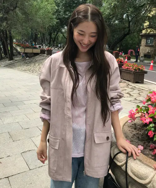 [LETTER FROM MOON] Sein Pigment Cotton Work Jacket (Pink) / 세인 피그먼트 코튼 워크 자켓 ( 핑크 )