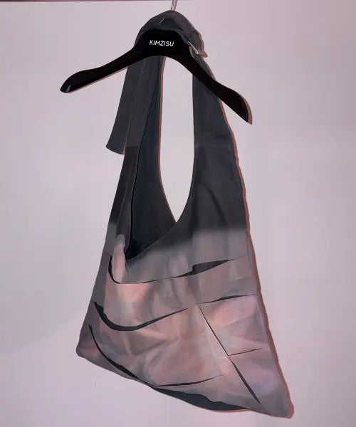 [KIMZISU] Draped Floral Shoulder Bag_CHARCOAL