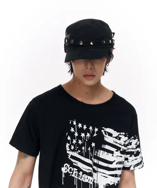 [SCHISM INDUCING] SNAP DETAIL CASQUETTE BLACK