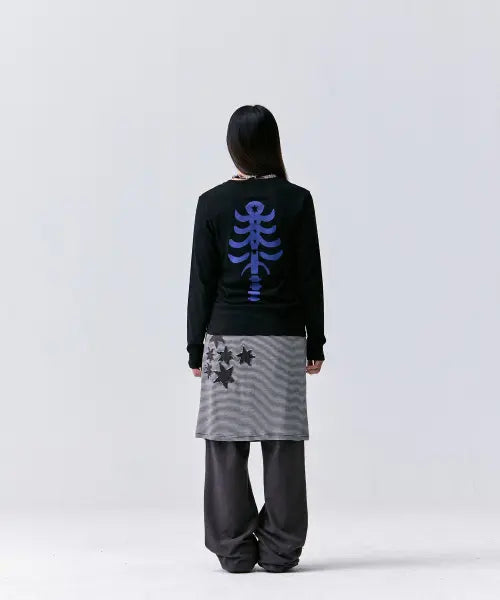 [TANSANMAGNESIUM] Long Sleeve T-Shirt (Black/Blue) / 본 롱슬리브 (블랙/블루)