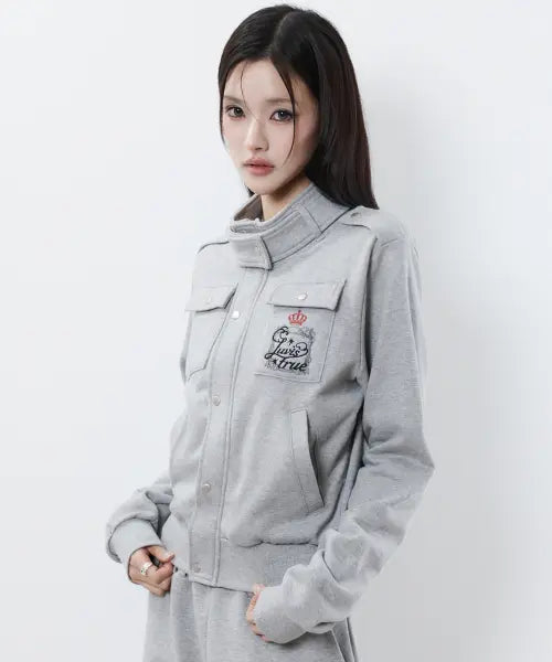 [LUVISTRUE] RL LAYERED ANGEL TRAINING ZIP UP(GRAY)
