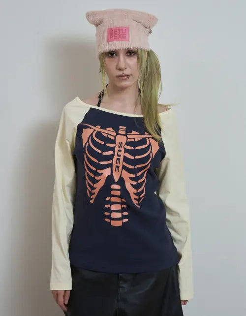 [SETUP-EXE] SKELETON RAGLAN TOP / LEMON