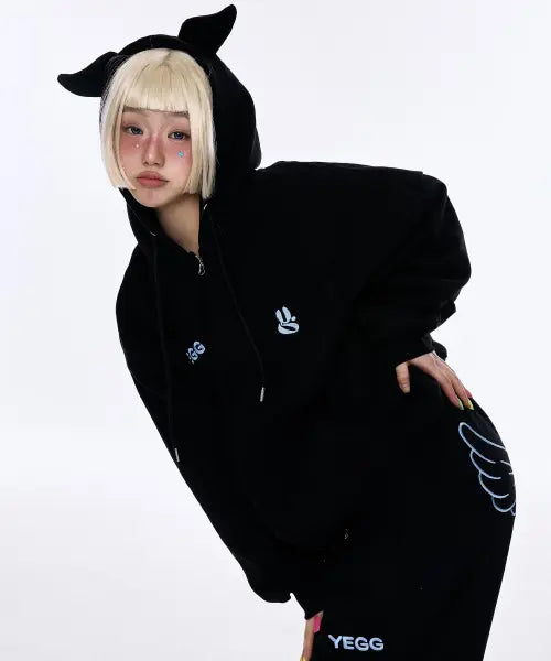 [YEGG] Wing Hoodie Black / 윙 후디 블랙
