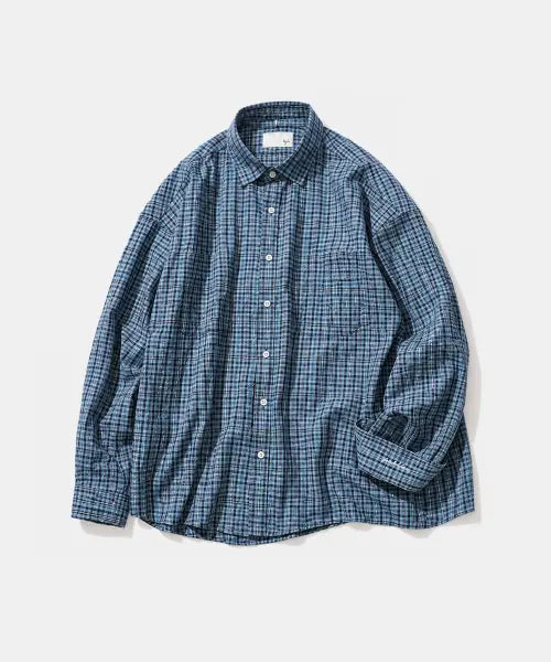 [DIAMOND LAYLA] Woven Twilight Blue Check Shirt S202