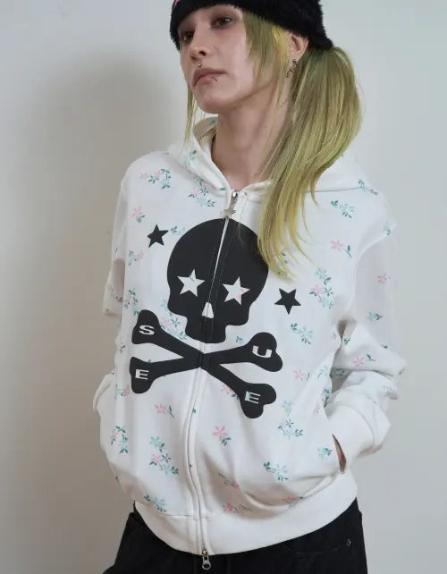 [SETUP-EXE] SKULL LOGO HOODIE ZIP-UP / IVORY