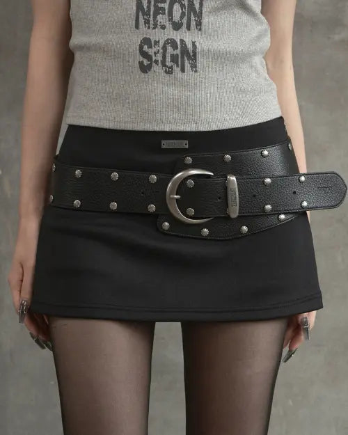 [KHAKIPOINT] Curved Stud Belt (black)