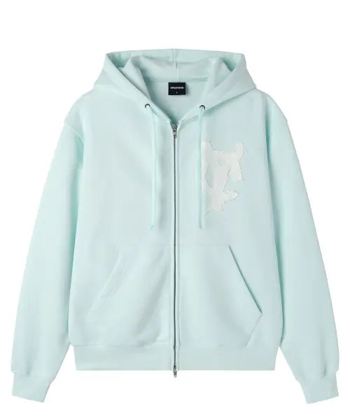 [OPENYARD(OY)] LOGO PATCH HOODIE ZIP UP - MINT