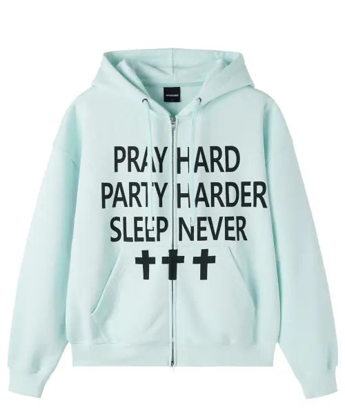 [OPENYARD(OY)] PRAY HARD HOODIE ZIP UP - MINT