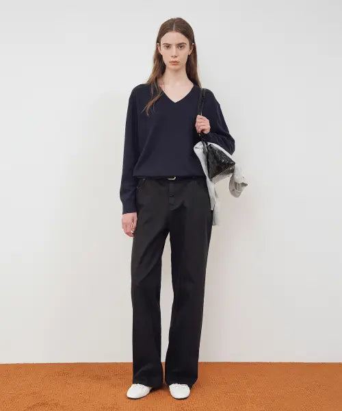 [TTUDEMENT] COTTON TWILL WIDE PANTS_BLACK