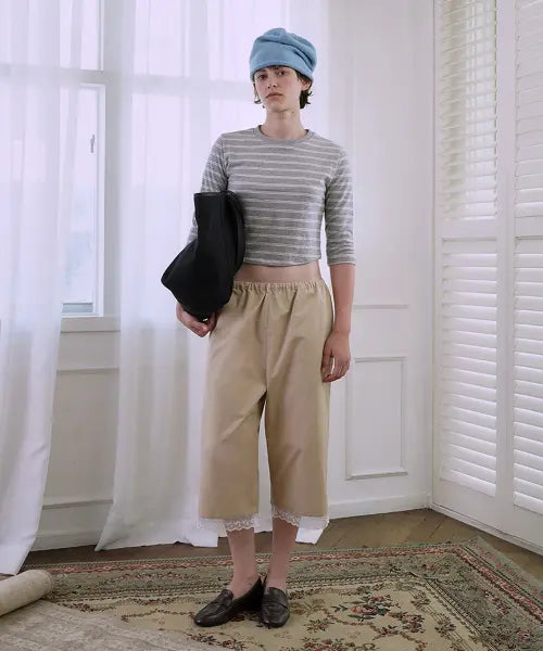 [WITHOUT SUMMER] Trim lace pants_beige / 트림 레이스 팬츠_베이지
