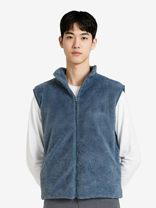 [DAISO] Fluffy Zip-Up Vest Fleece XL Blue / 플러피 집업 조끼 플리스 XL 블루