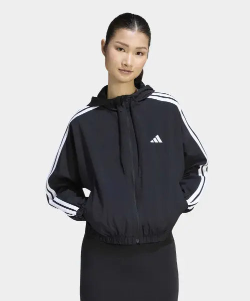 [ADIDAS] W 3S WV WB          BLACK/WHITE / 에센셜 3-스트라이프 우븐 윈드브레이커 - 블랙:화이트 / KF8430