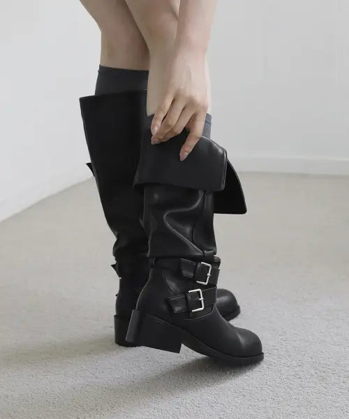 [SAPPUN] Dielo Buckle Strap Long Boots (4.5cm) / 디엘로 버클 스트랩 롱부츠 (4.5cm)
