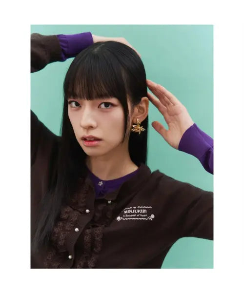 [8SECONDS] [MINJUKIM] Ruffle Long Sleeve Cardigan Brown / [민주킴] 러플 긴소매 카디건  브라운