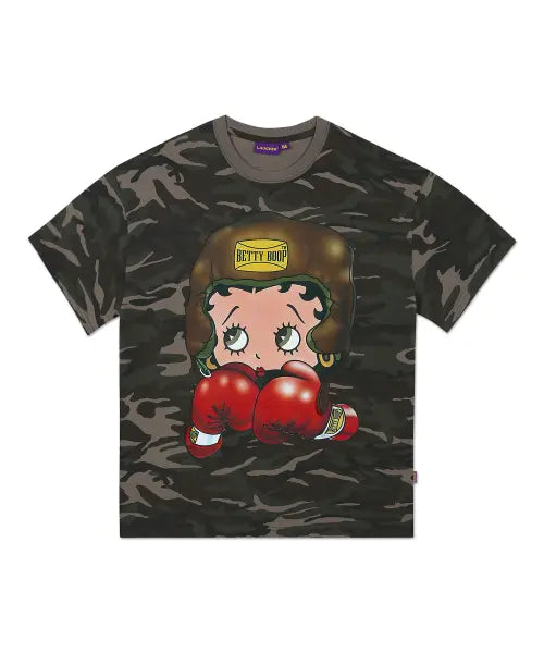 [LAUGHER] [BETTY BOOP] BOXER T-SHIRT - CAMO / [베티붑] 복서 티셔츠 - 카모