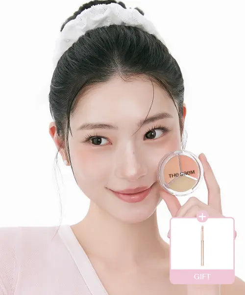 [THESAEM] Cover Perfection Triple Pot Concealer Glow 3 Colors / 커버 퍼펙션 트리플 팟 컨실러 글로우 3colors(+브러쉬 증정)