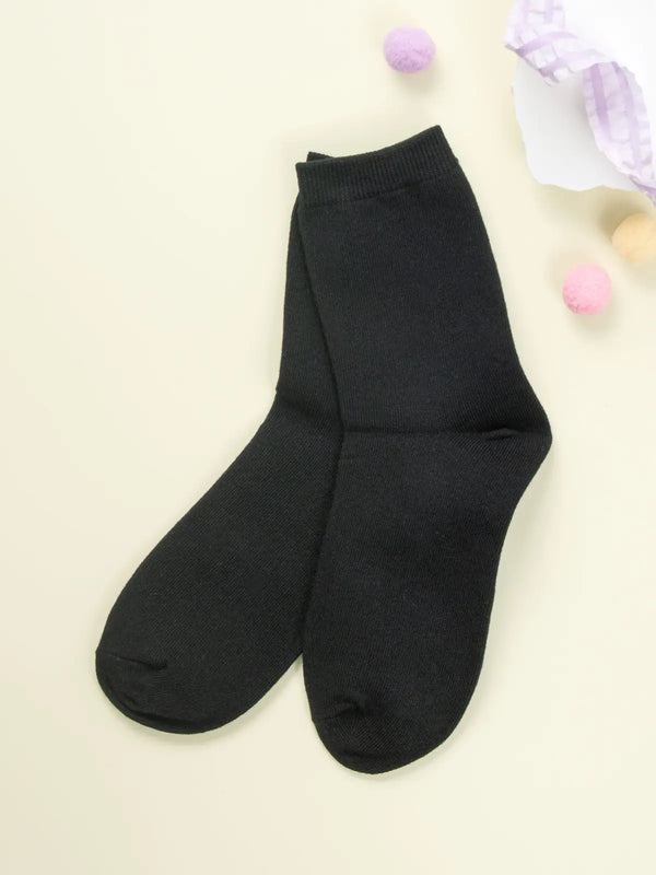 [Kikiya Socks] Kikiya Socks Women's Basic Mid-Calf Socks - Black / 키키야삭스 여성 기본 중목 양말 블랙