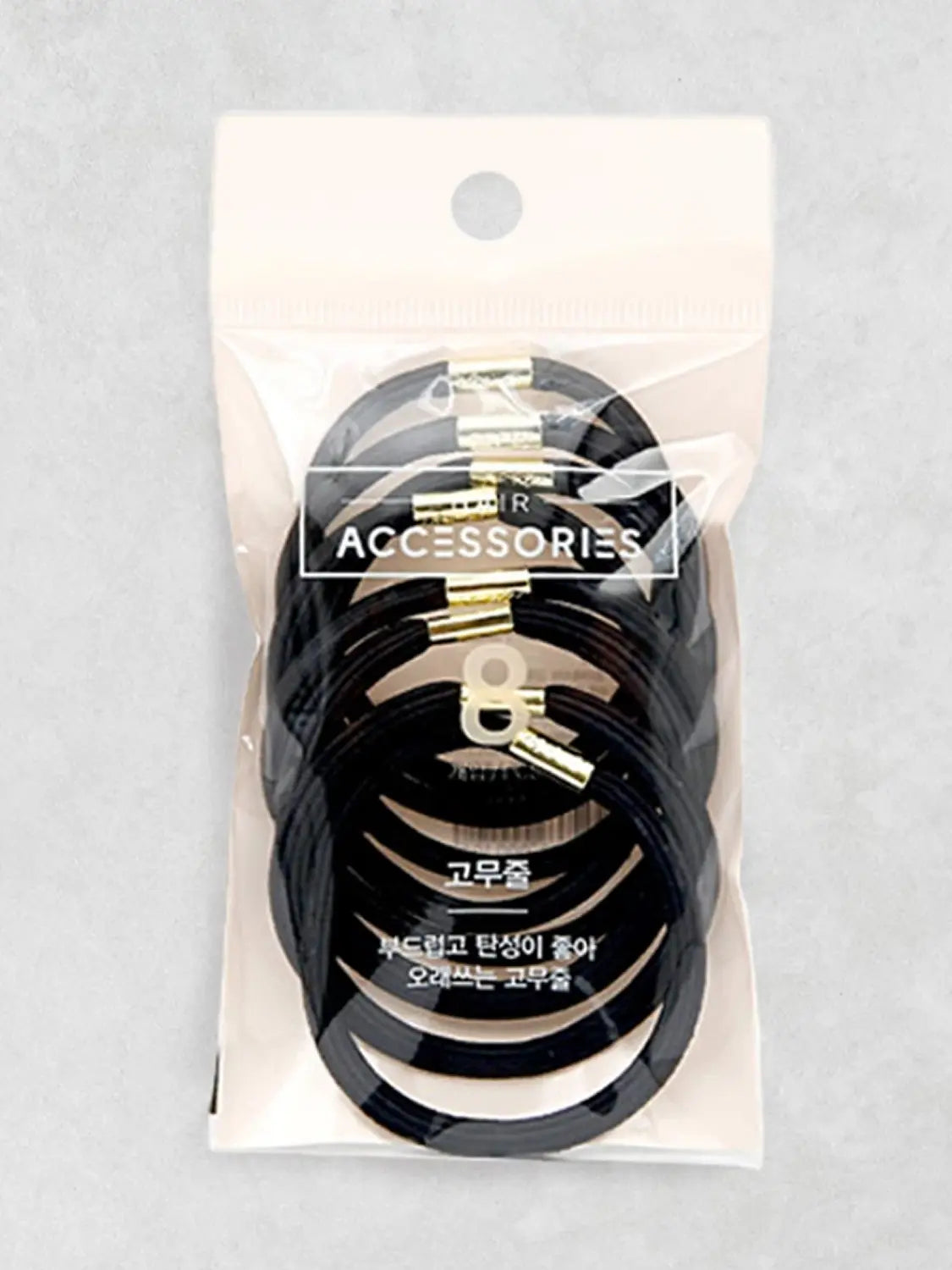 [DAISO] Inda Hair Ties (Black, 8 Pieces) / 인다 헤어 고무줄 블랙 8개입