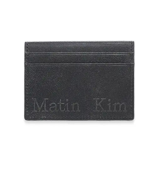 [MATIN KIM] EMBOSSED LOGO CARD WALLET IN DARK BROWN