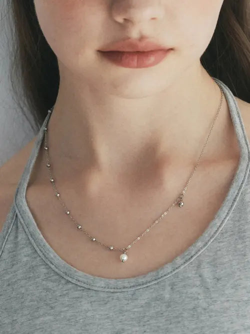 [ENGBROX] pebbly pearl necklace