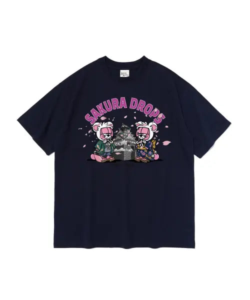 [BERNI] [JAPAN EDITION] SAKURA DROPS HALF TEE (NAVY) / 오사카 사쿠라 에디션 반팔티 (네이비)