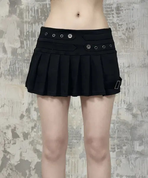 [ETRE AU SOMMET] Pleated Layer Training Mini Skirt (Black)