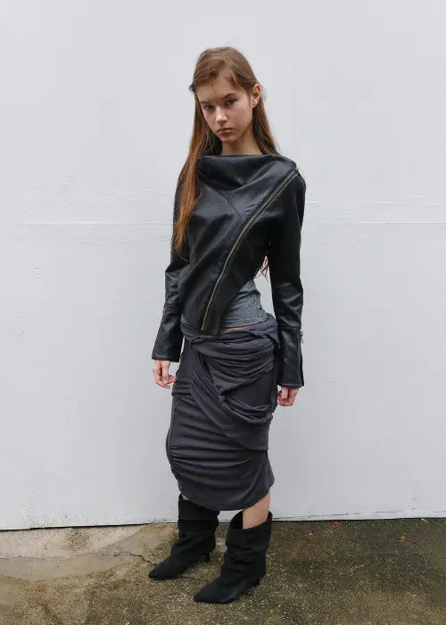 [PHILCE] Fluid Leather Jacket, Black