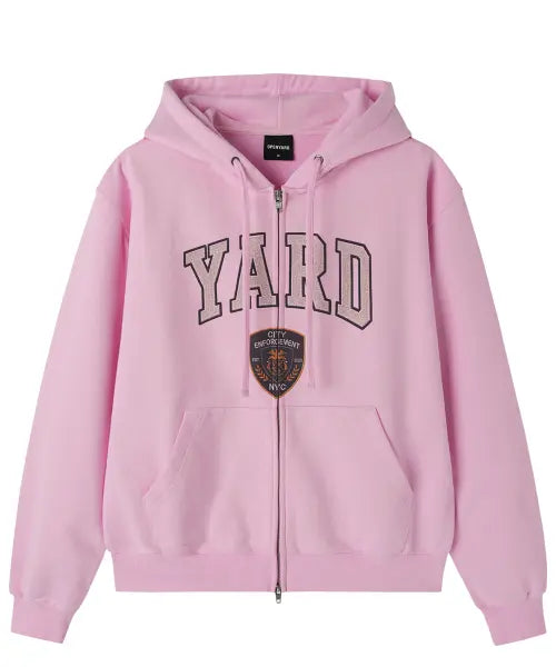 [OPENYARD(OY)] COLLEGIATE CREST HOODIE ZIP UP - PINK