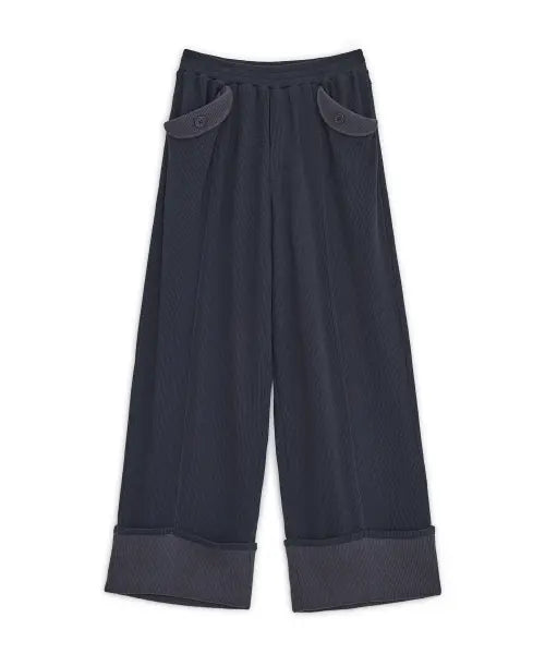 [HUG YOUR SKIN] Waffle 2-tone sweat pants (Navy) / 와플 투 톤 스웻팬츠 (네이비)