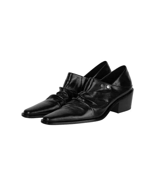 [TREEMINGBIRD] Ruched Leather Babouche [ Black ]