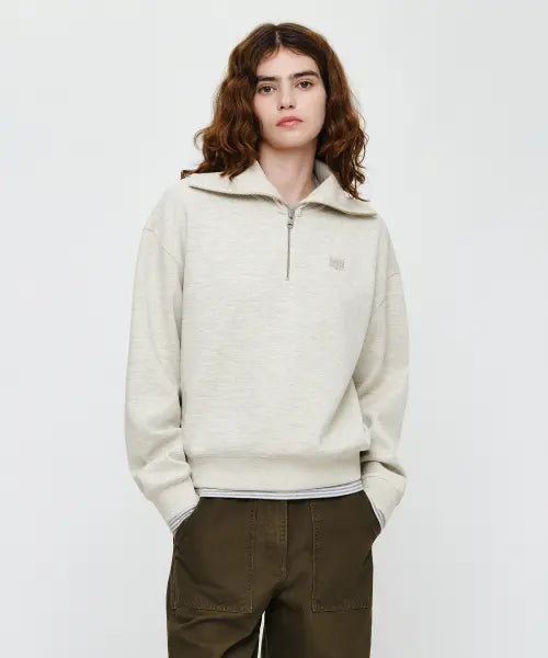 [MARITHÉ + FRANҪOIS GIRBAUD] W MICRO CLASSIC LOGO QUARTER ZIPUP SWEATSHIRT oatmeal