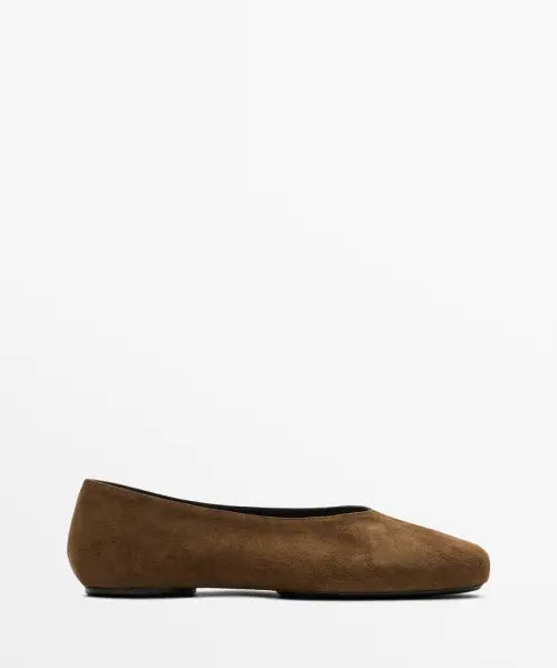 [MASSIMO DUTTI] Split Suede Ballerina Shoes / 스플릿 스웨이드 발레리나 슈즈