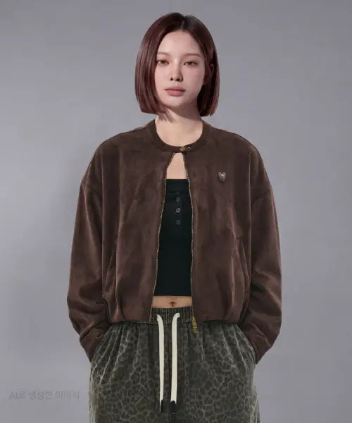[LIFEWORK] Women's Suede Volume Logo Jumper / 기획) 여성) 스웨이드 볼륨 라독 로고 점퍼