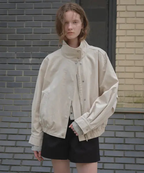 [TILL I DIE] Convertible collar cotton blouson [TIFA05JP02]_Cream beige