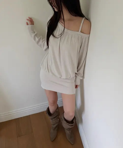 [ASURA] TWIST ONE SHOULDER DRESS (VINTAGE IVORY)