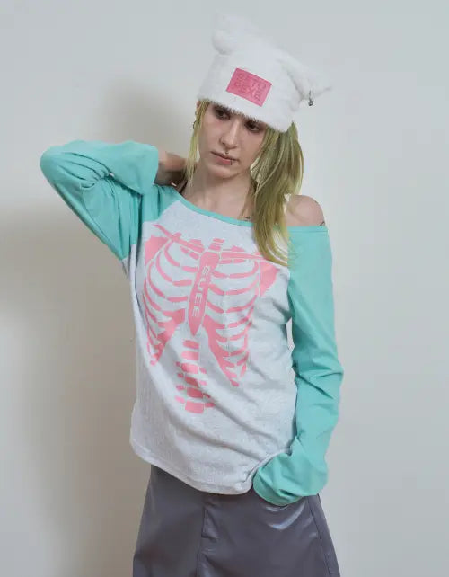[SETUP-EXE] SKELETON RAGLAN TOP / MINT
