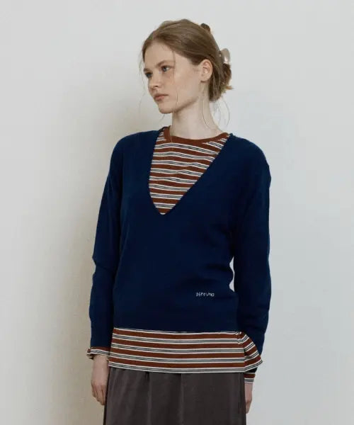 [DEPOUND] wool deep v-neck pullover - blue / 울 딥 브이넥 풀오버 [블루]