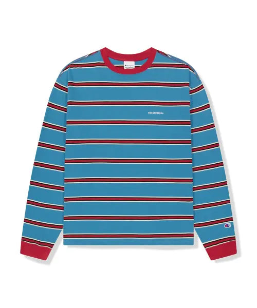 [WKNDRS] WKNDRS x CHAMPION STRIPED LS T-SHIRT (BLUE)